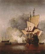 VELDE, Willem van de, the Younger The Cannon Shot (mk08) oil on canvas